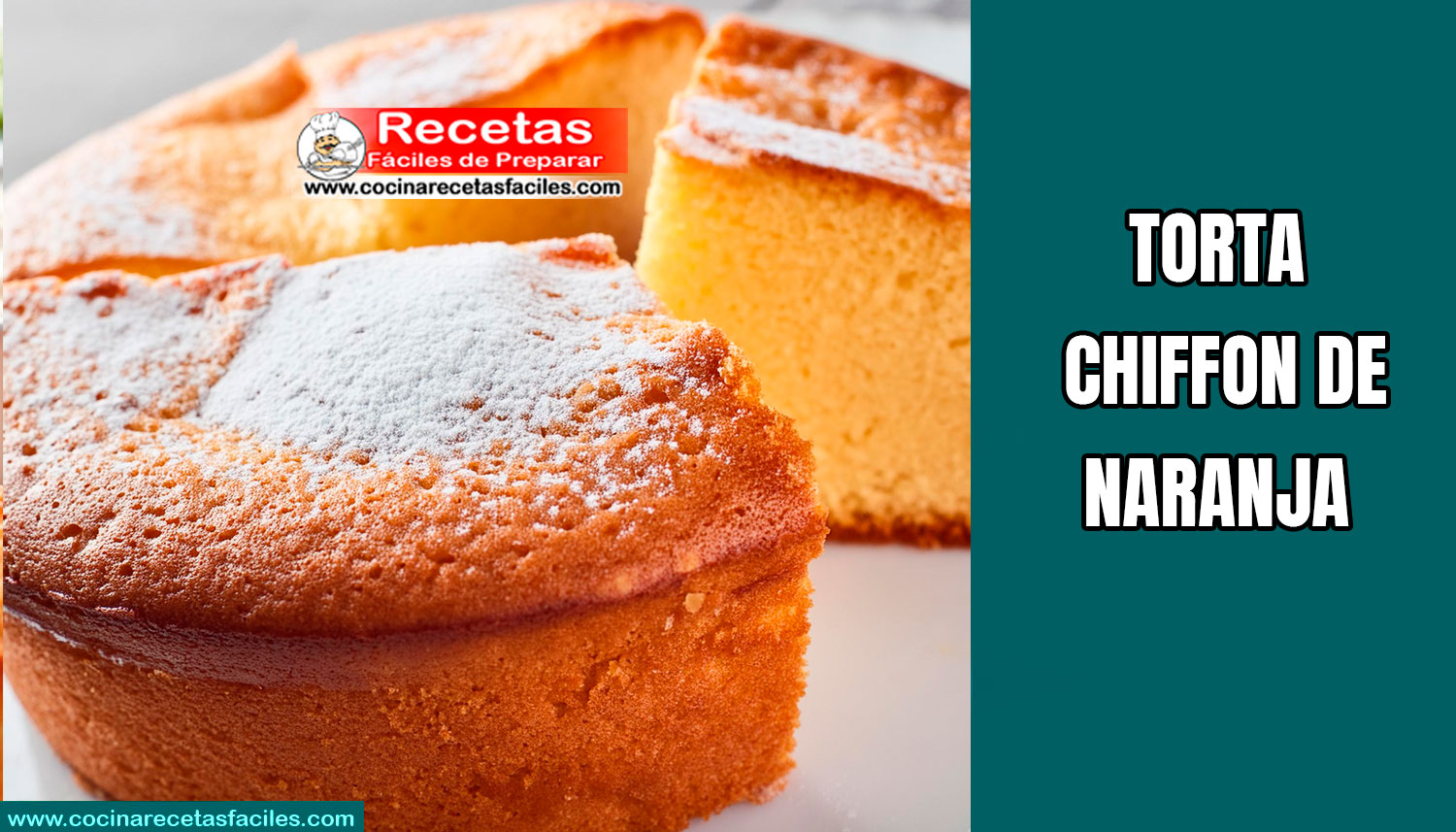 Torta Chiffon de Naranja con una porción cortada