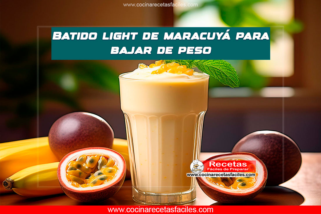 Batido light de maracuyá decorado con menta