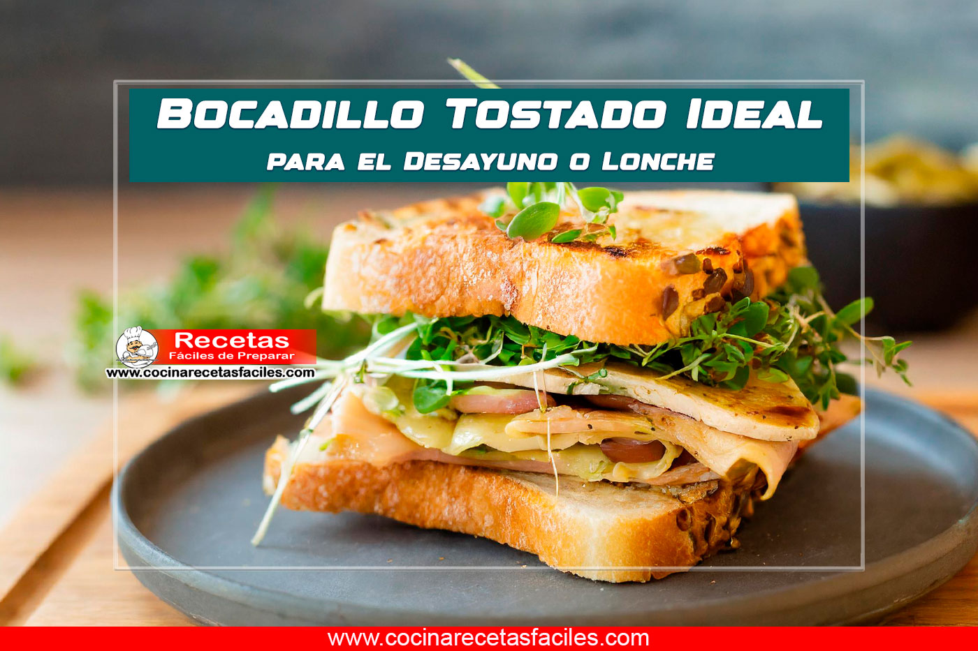 "Bocadillo tostado con pavo, queso Gruyere, berros y salsa tártara."