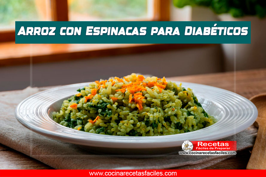 Arroz con espinacas gratinado en un plato blanco