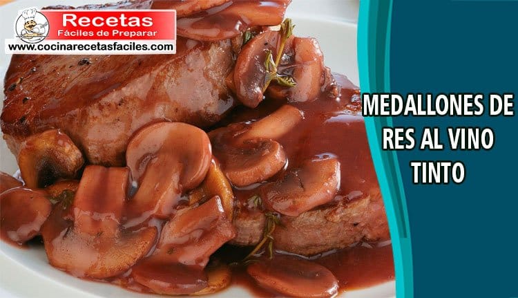 Medallones de res al vino tinto