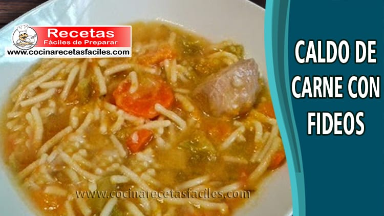 Caldo de carne con fideos - Receta de sopas y cremas
