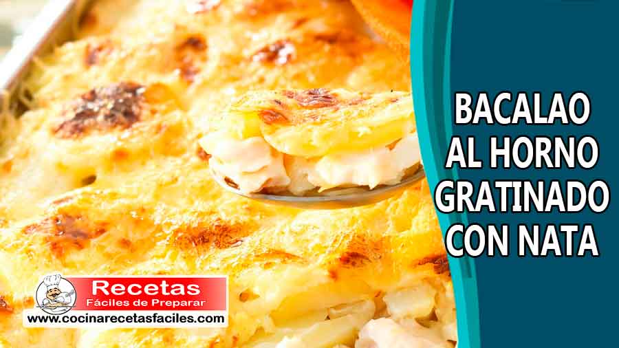 Bacalao al horno gratinado con nata