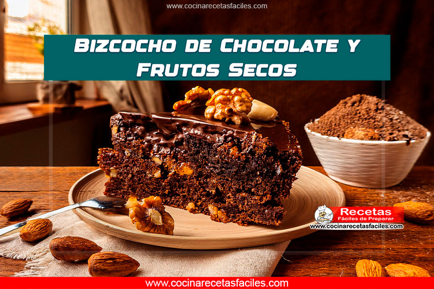 Bizcocho de chocolate con frutos secos, esponjoso y crujiente