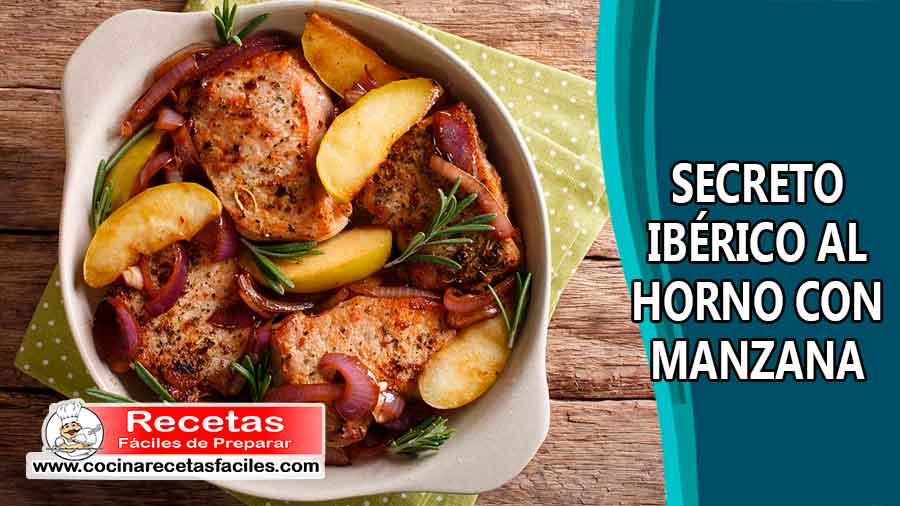 Secreto ibérico al horno con manzana
