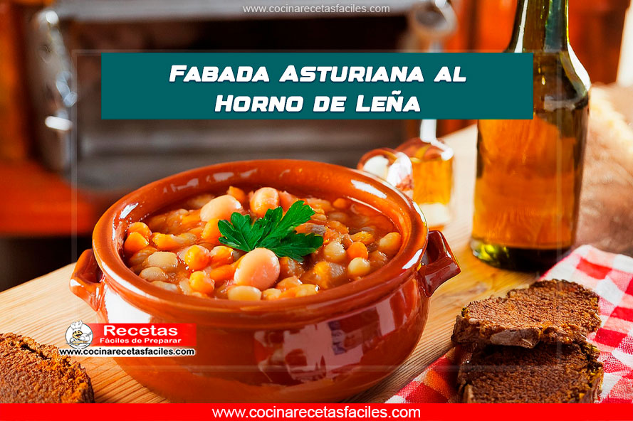 Cazuela de barro con fabada asturiana al horno de leña