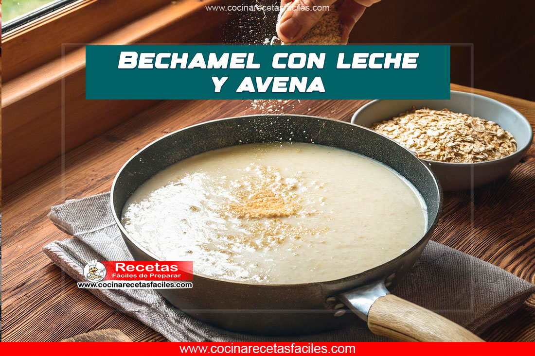 Sartén con bechamel cremosa hecha con leche de avena