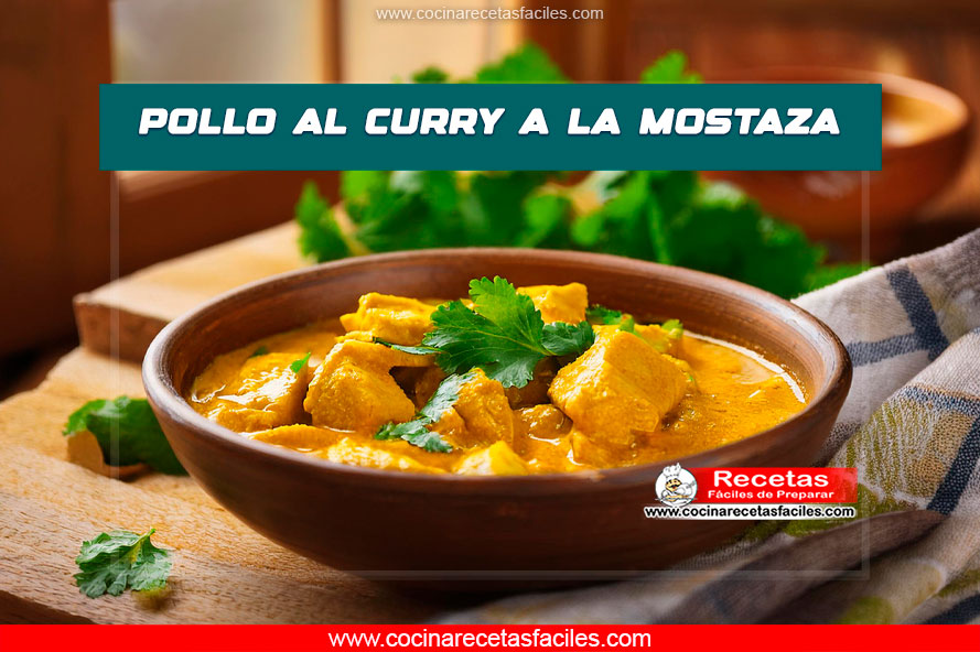 Pollo al curry a la mostaza servido con cilantro fresco