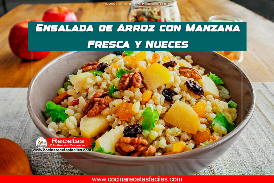 Ensalada de arroz con manzana y nueces