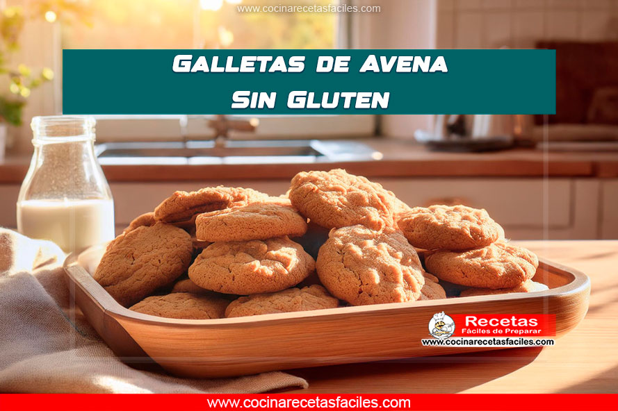 Galletas de avena sin gluten doradas sobre una bandeja