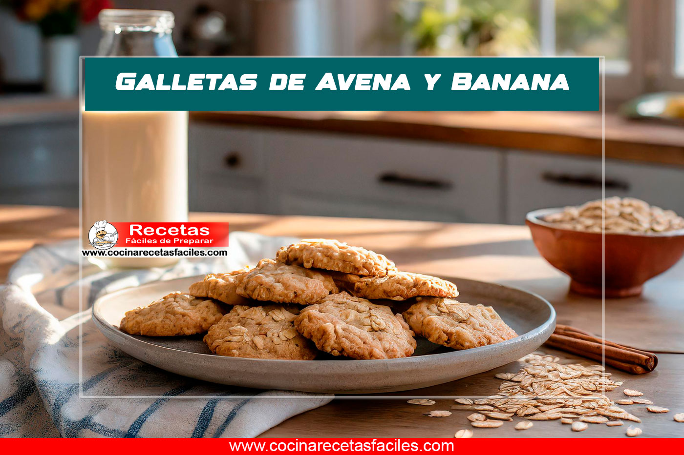 "Galletas de avena y banana recién horneadas"