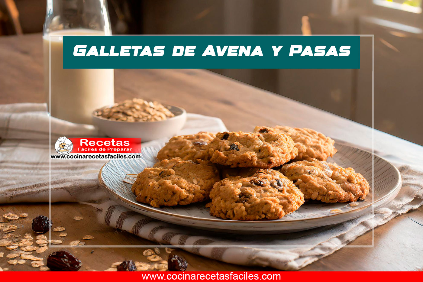 "Galletas de avena y pasas recién horneadas"