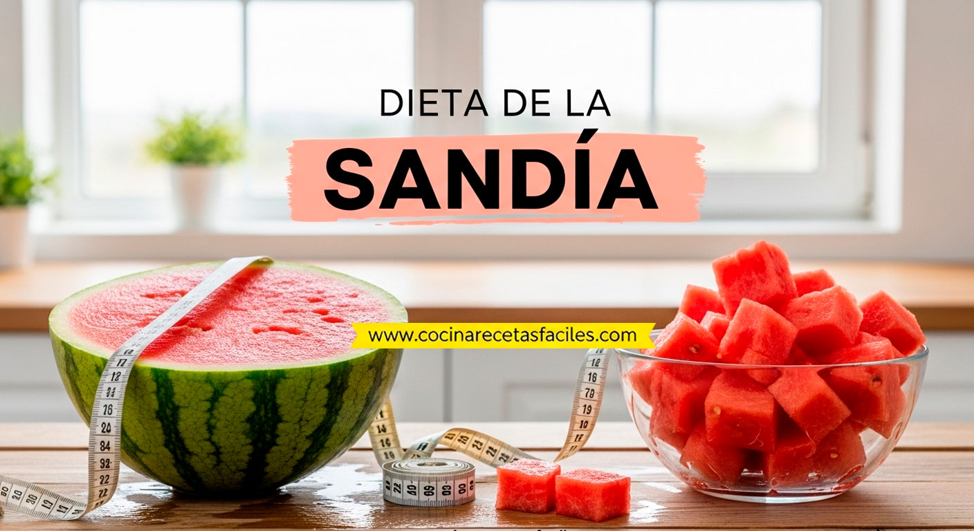 Rodajas frescas de sandía en cocina rústica para ilustrar la efectiva dieta de la sandía que ayuda a perder 4 kilos en 5 días