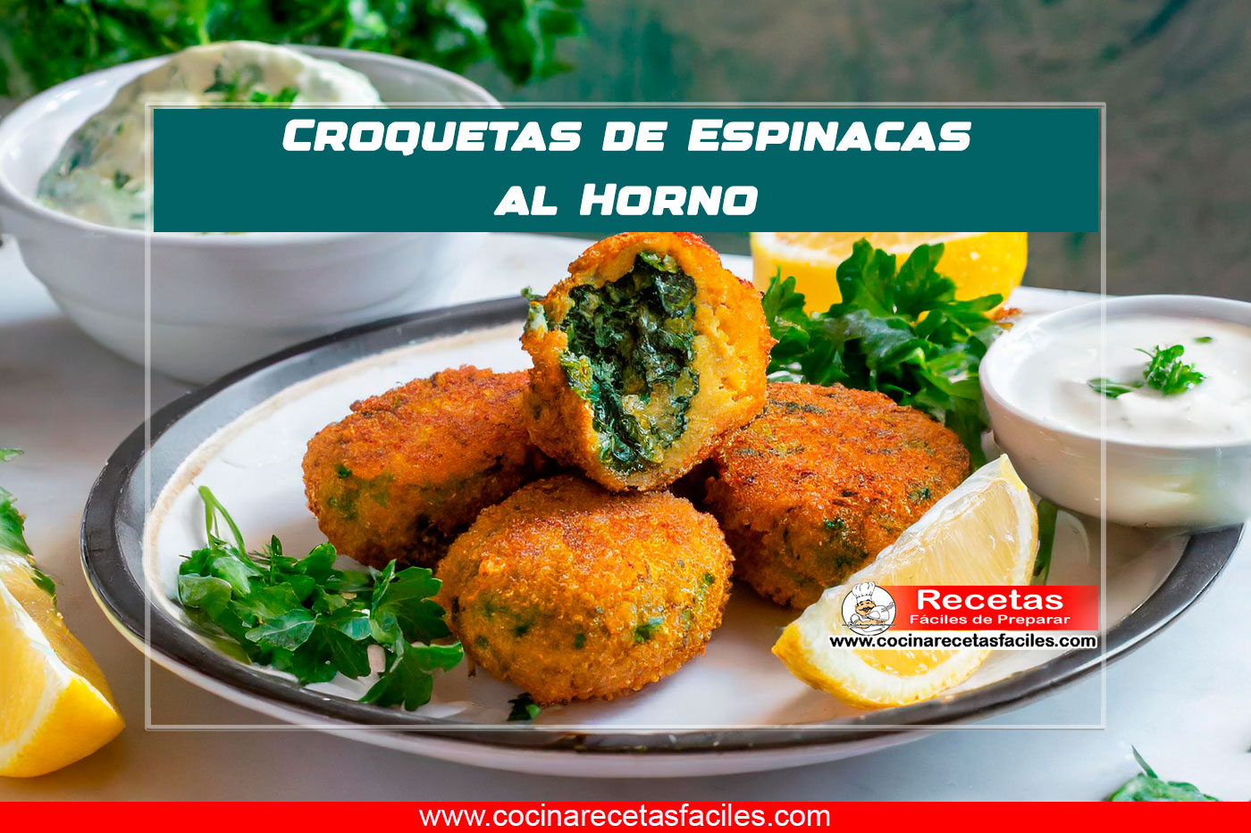 Croquetas de espinacas al horno doradas y crujientes