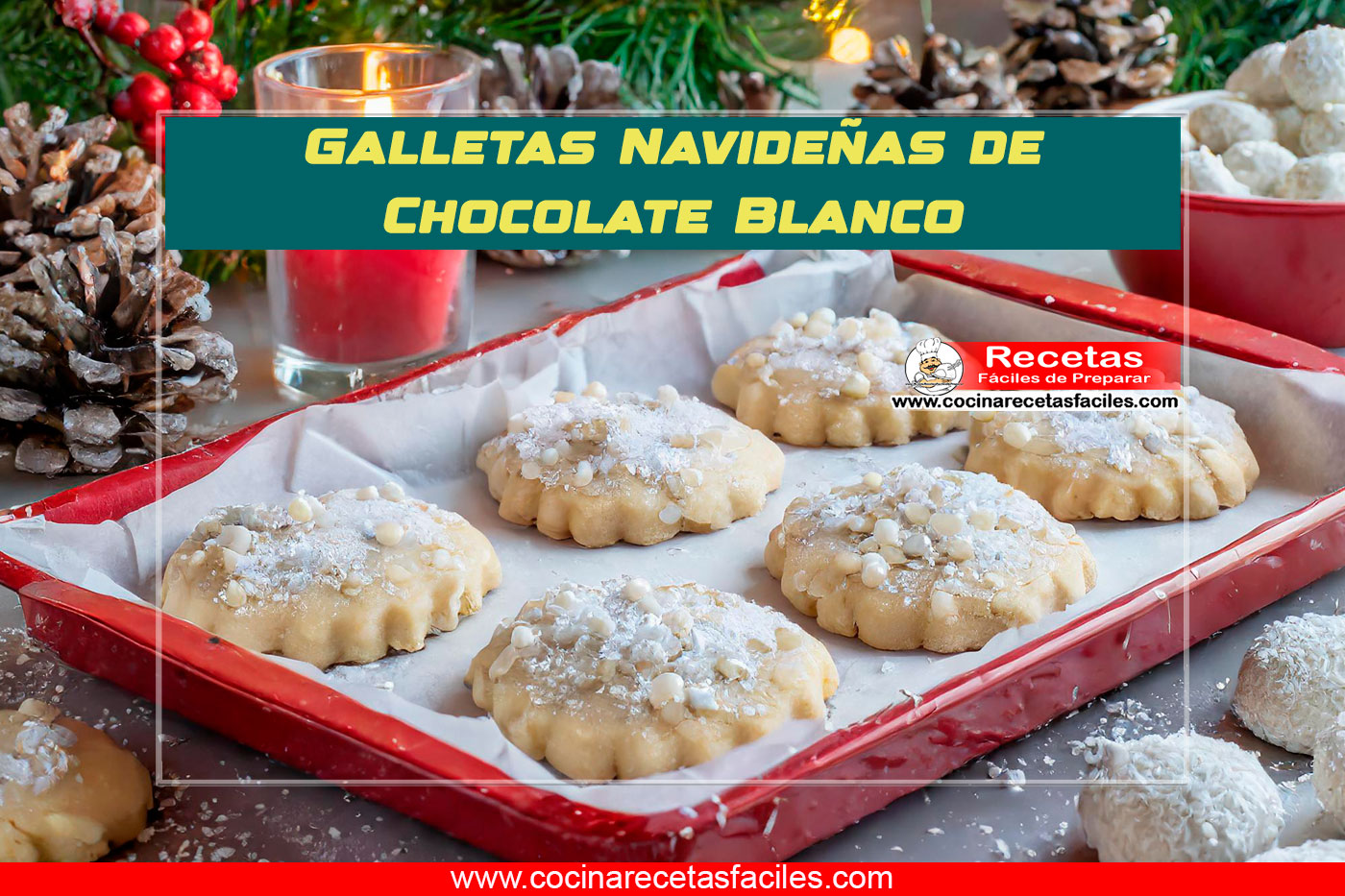 Galletas navideñas de chocolate blanco decoradas