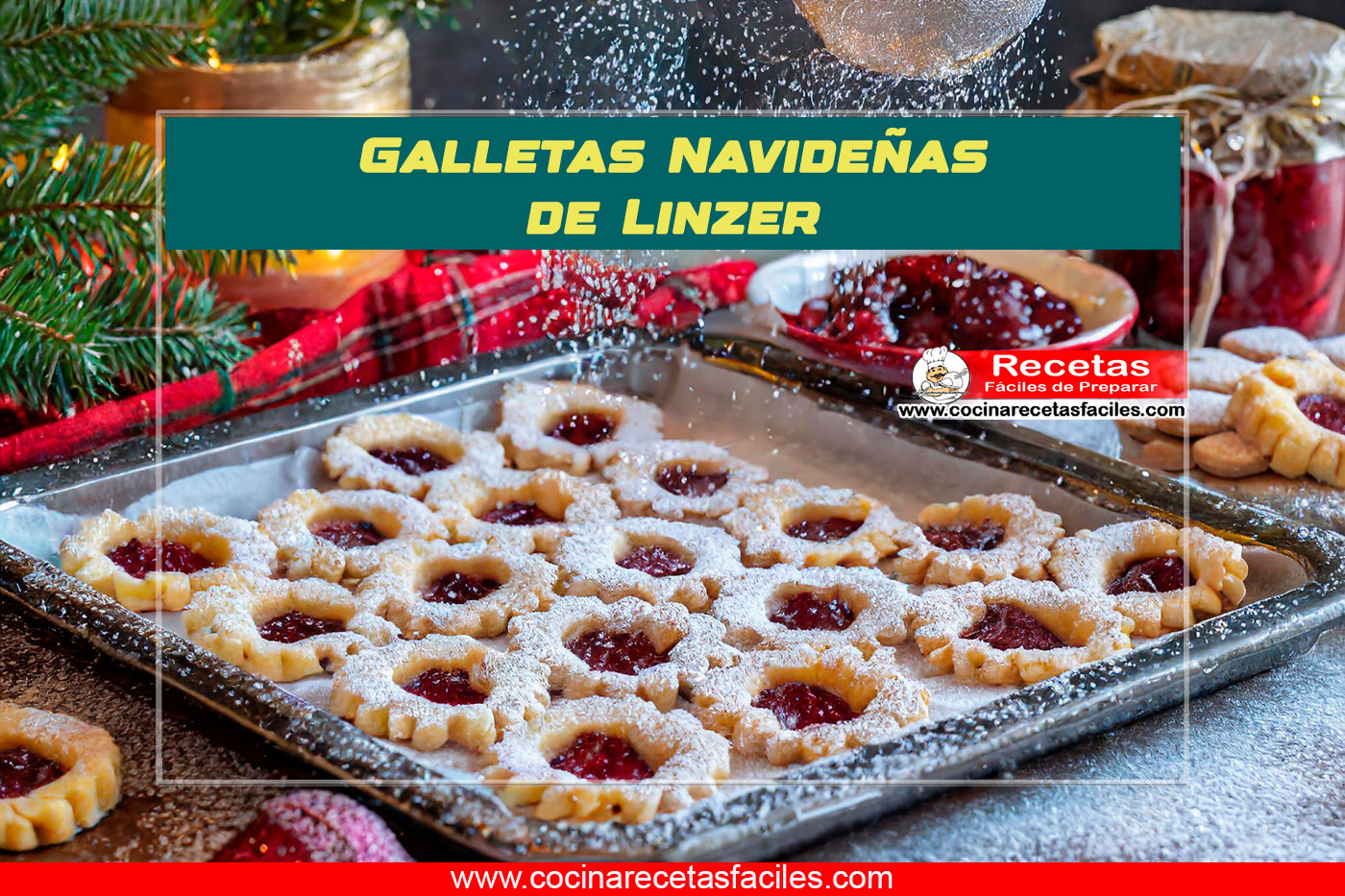 Galletas navideñas de Linzer rellenas de mermelada