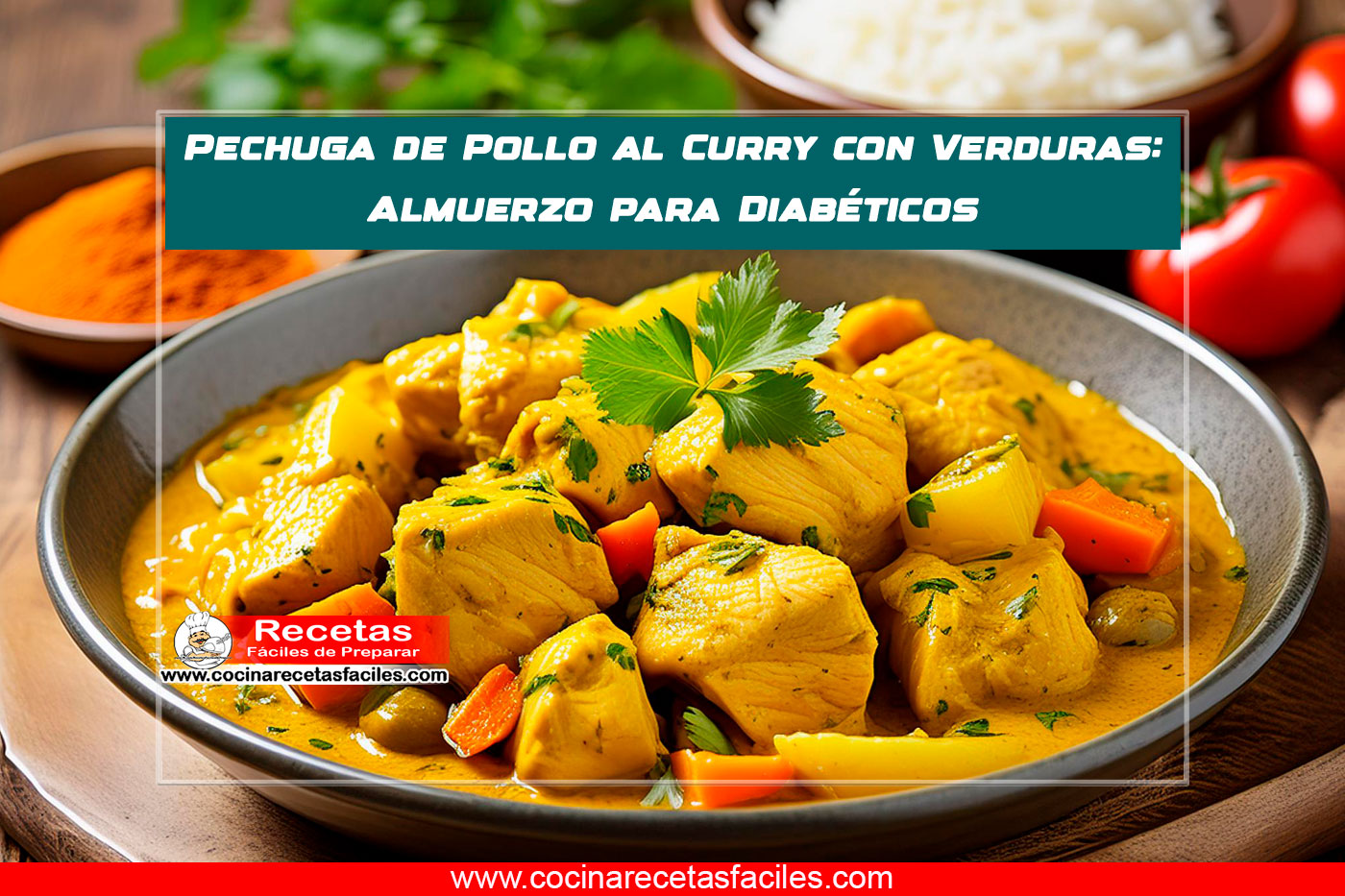 Pechuga de pollo al curry con verduras para diabéticos