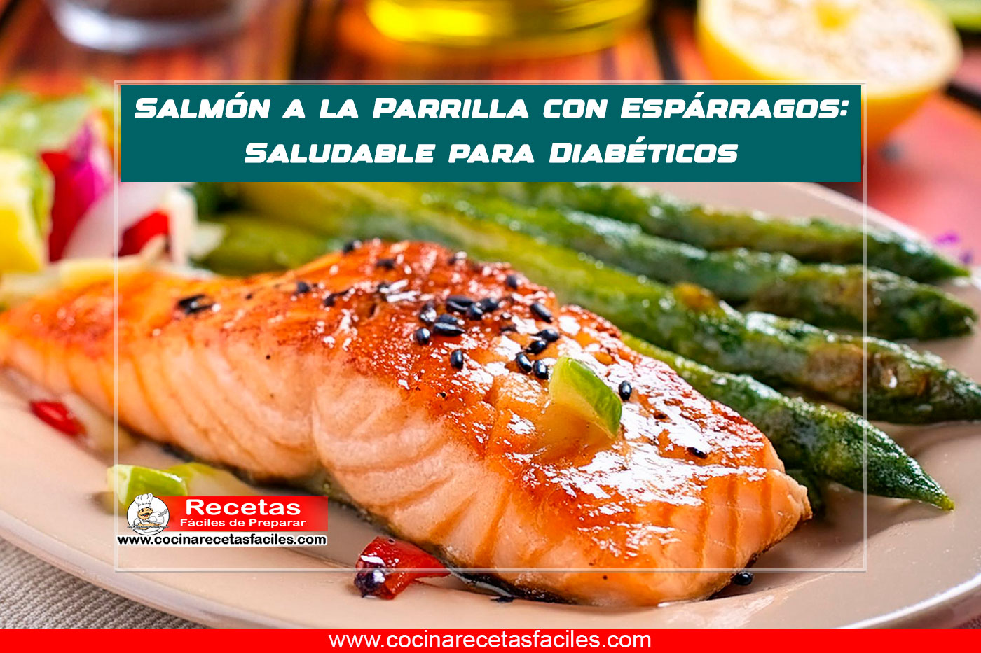 Salmón a la parrilla con espárragos para diabéticos