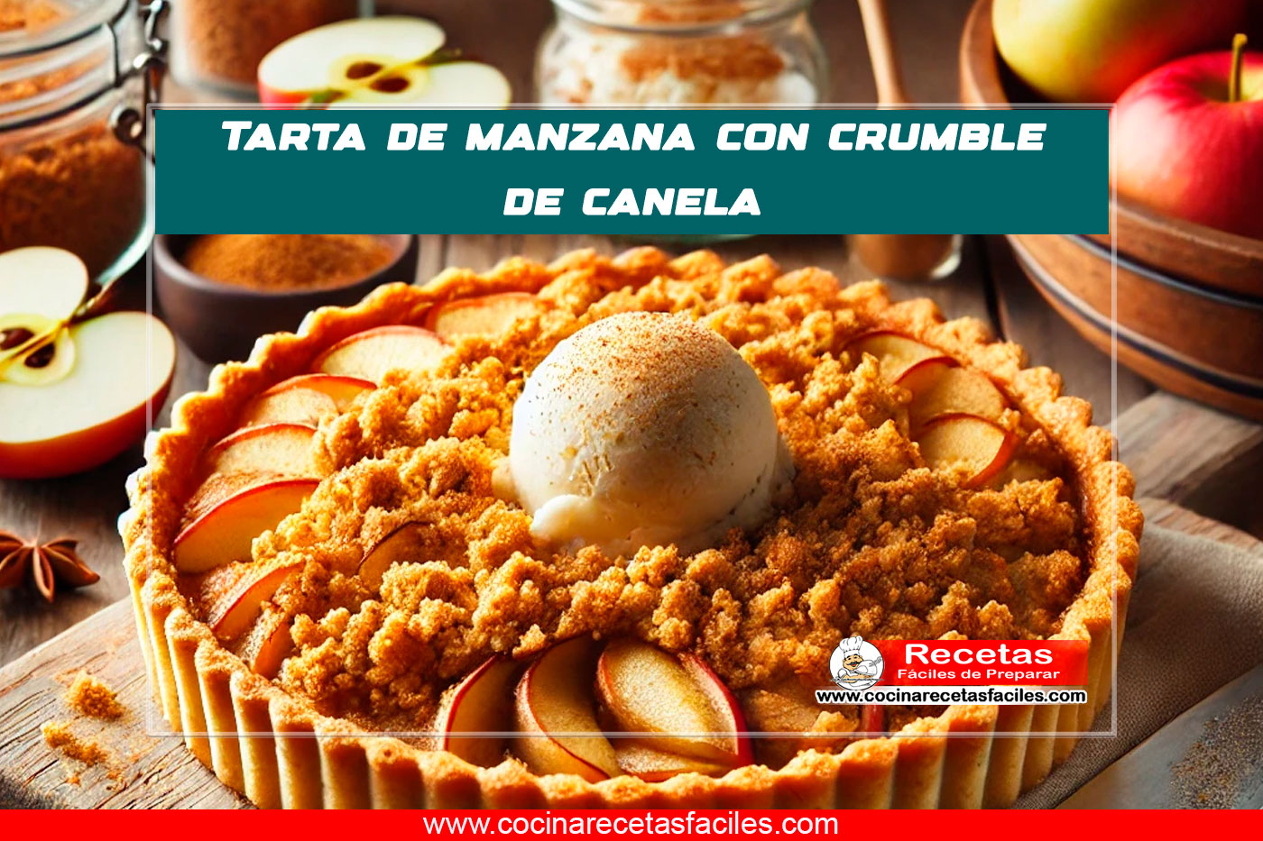 Tarta de manzana con crumble de canela