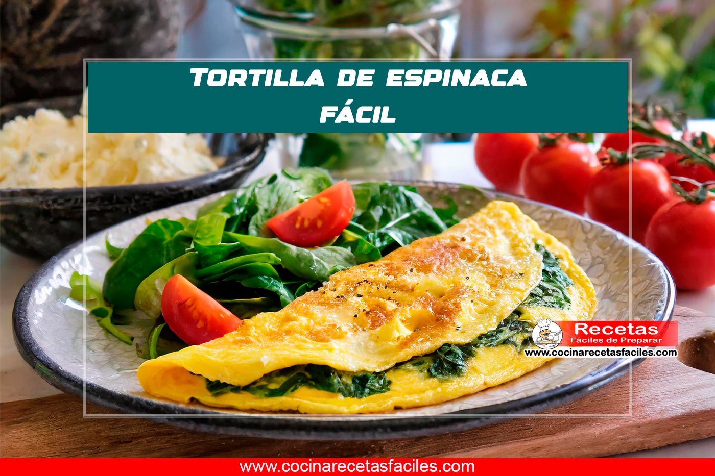Tortilla de espinaca dorada y esponjosa