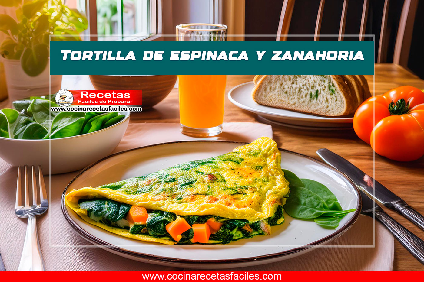 Tortilla de espinaca y zanahoria