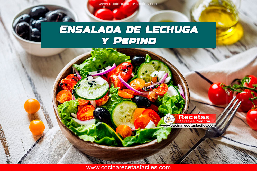 Ensalada de lechuga y pepino en un bol grande