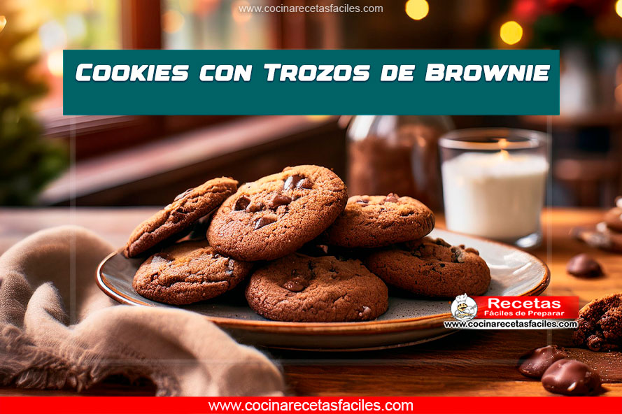 Cookies con trozos de brownie, combinación deliciosa de galleta y brownie