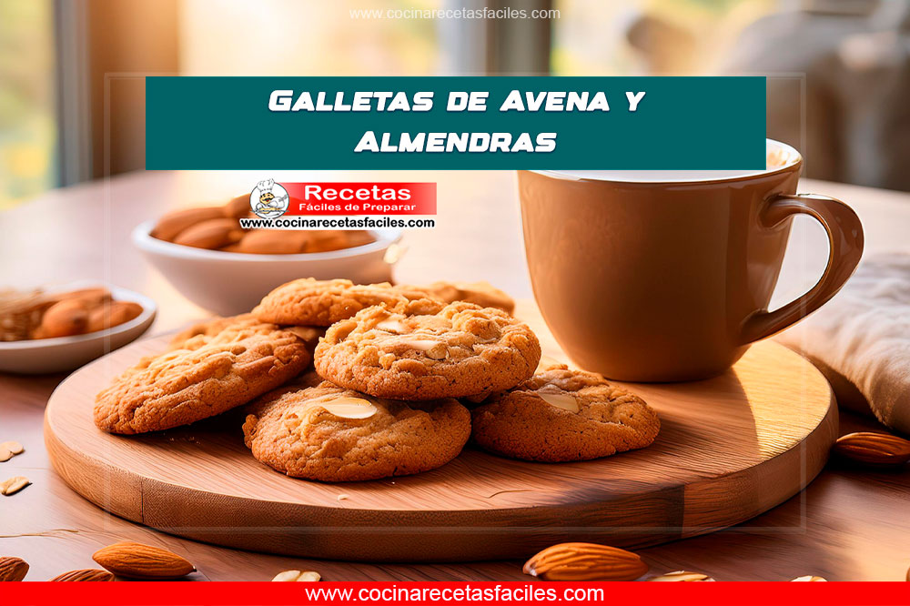 Galletas de avena y almendras crujientes en una bandeja