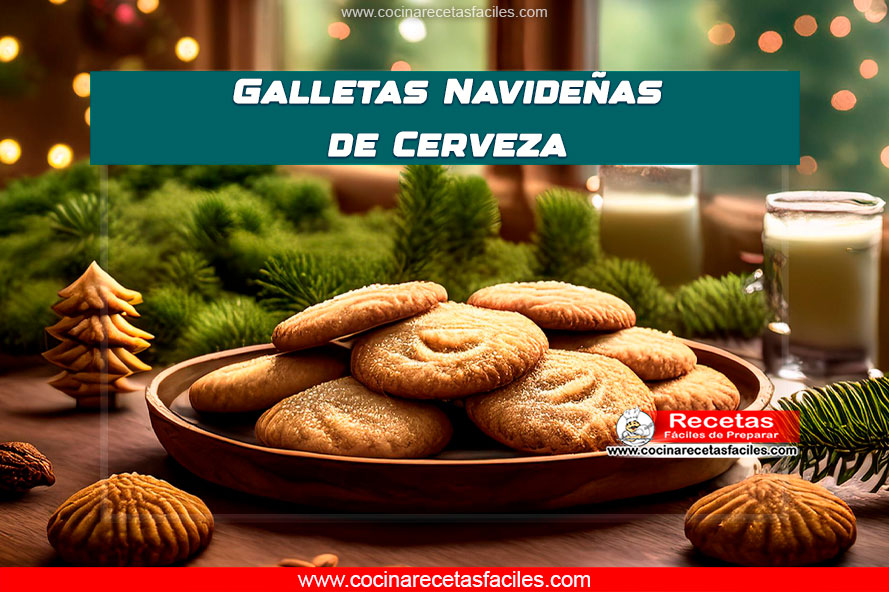 Galletas Navideñas de Cerveza decoradas con azúcar glas y acompañadas de nueces