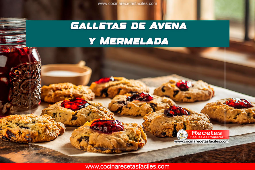 "Galletas de avena rellenas de mermelada de fresa, recién horneadas y listas para disfrutar."