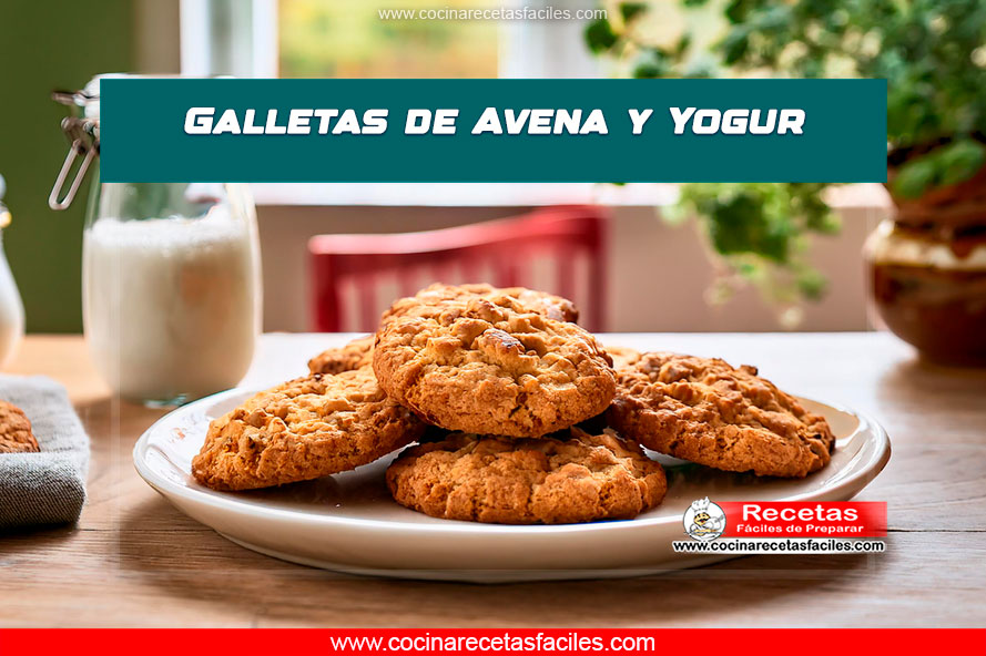 Galletas de avena y yogur suaves y doradas en un plato sobre una mesa