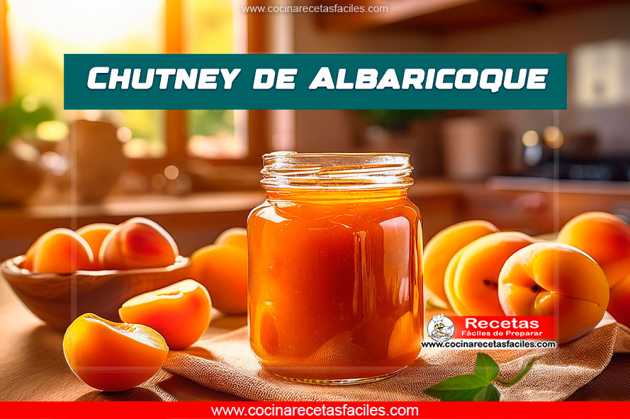 Chutney de albaricoque casero en frasco con ingredientes frescos