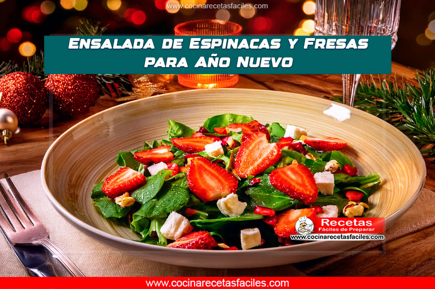 Ensalada de espinacas frescas con fresas, nueces tostadas y queso feta