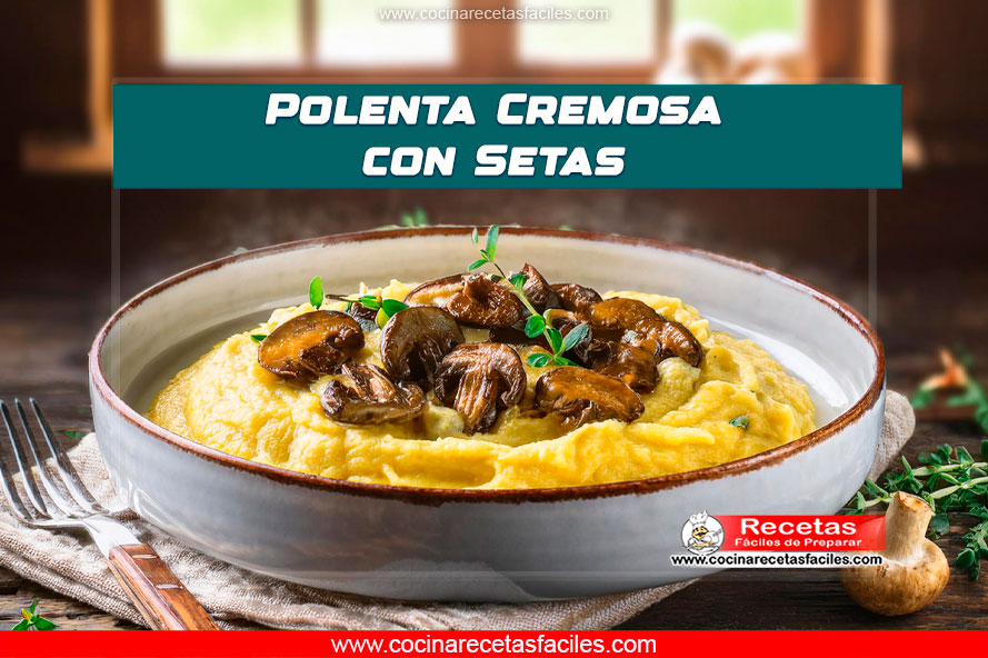 Polenta cremosa con setas y perejil fresco