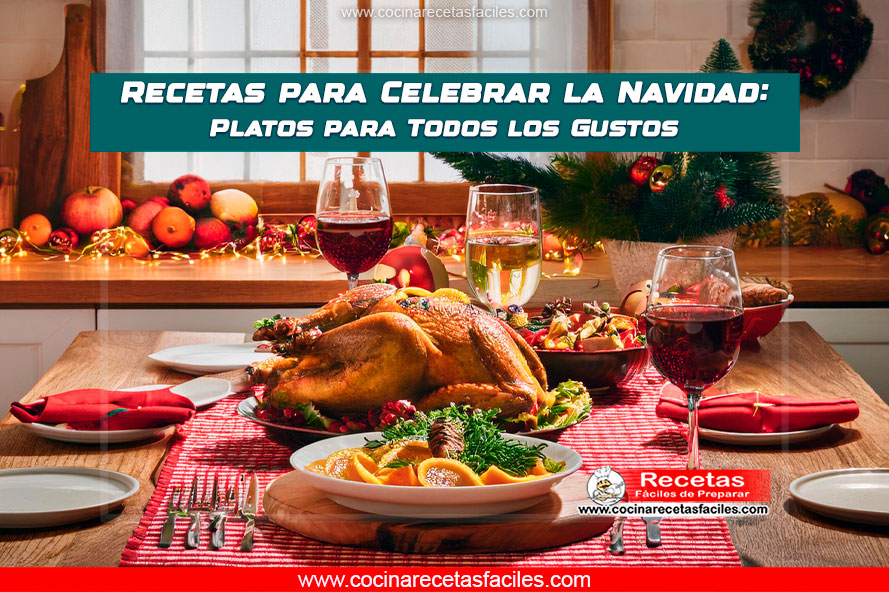 Cena navideña con pollo relleno, galletas decoradas y ensalada fresca