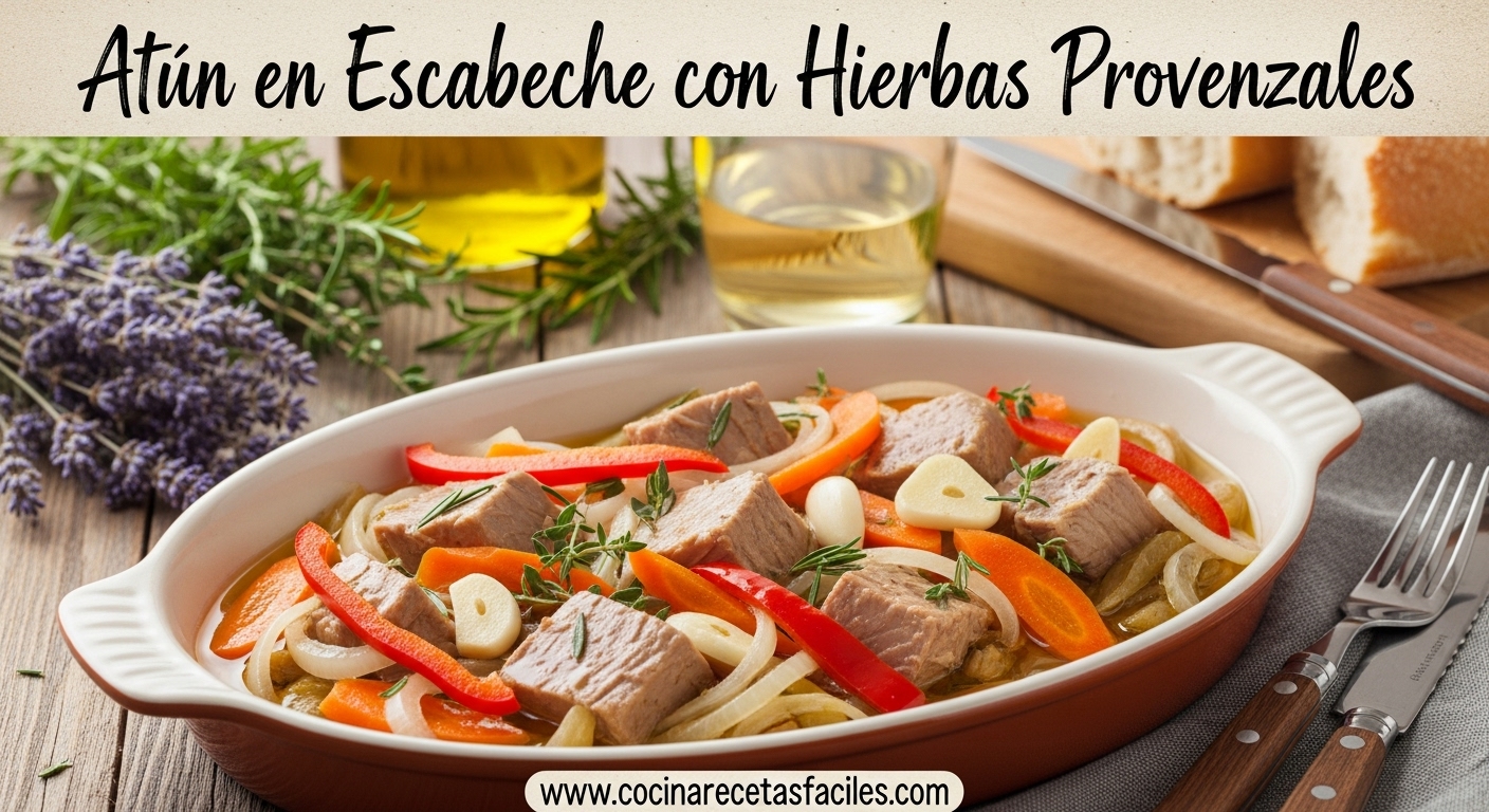 Atún en escabeche con hierbas provenzales y verduras marinadas