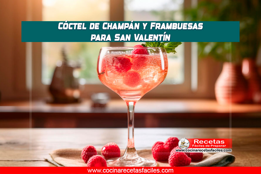 Cóctel de champán con frambuesas frescas