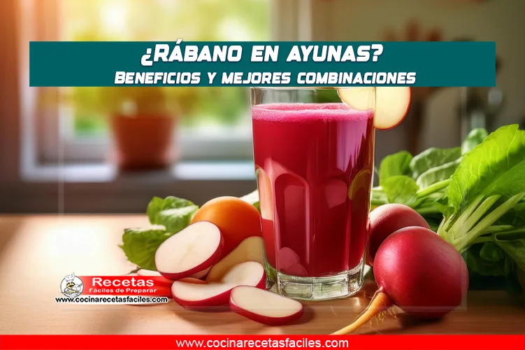Jugo de rábano con frutas y vegetales frescos