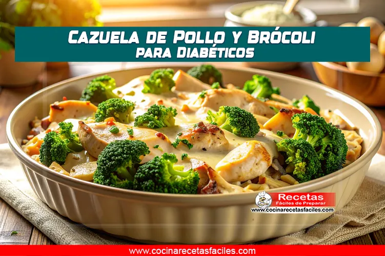 Cazuela cremosa de pollo y brócoli con champiñones para personas con diabetes