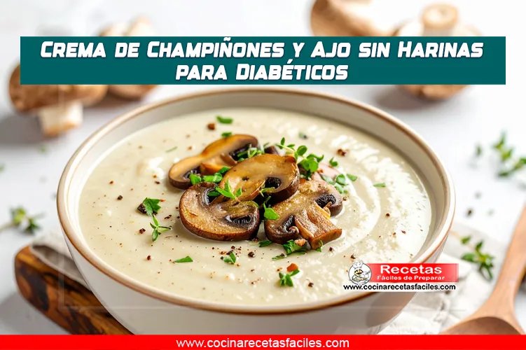 Crema de champiñones y ajo sin harinas, especial para diabéticos