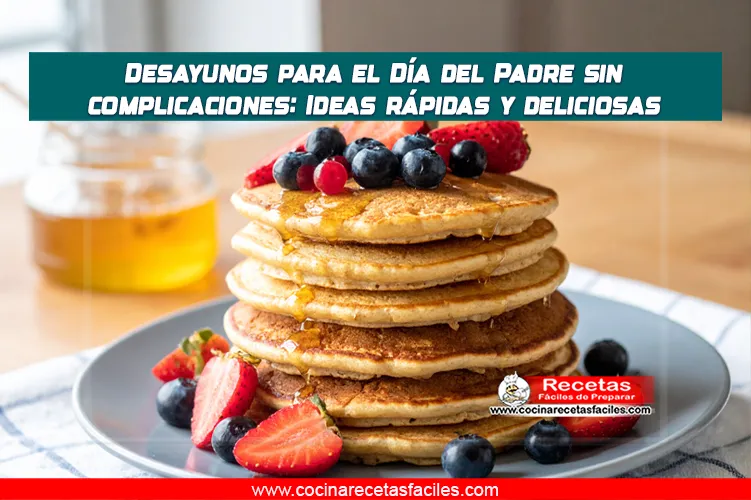 Pancakes de avena y plátano decorados con frutas y miel, servidos como desayuno.