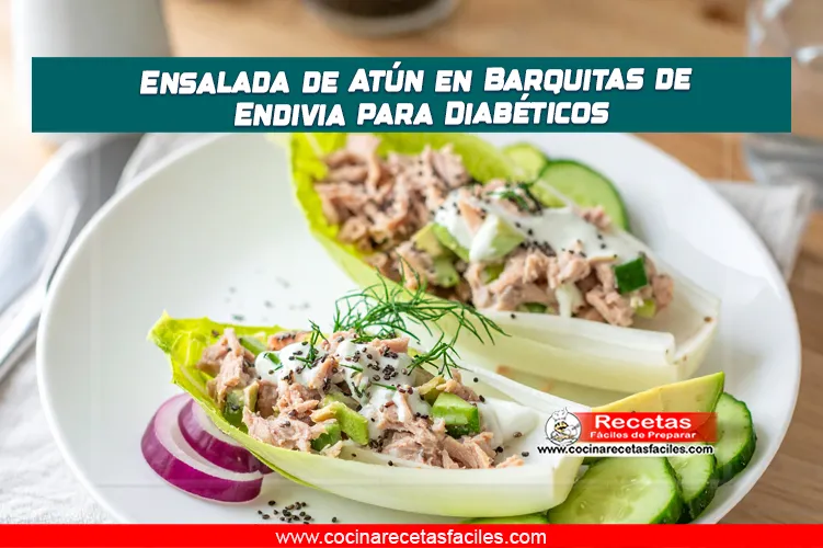 Barquitas de endivia rellenas con ensalada de atún, aguacate y verduras frescas