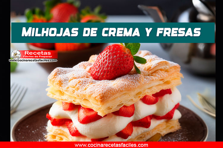 Un postre elegante y delicioso. 🎂❤️ Sorpréndela con este Milhojas de crema y fresas