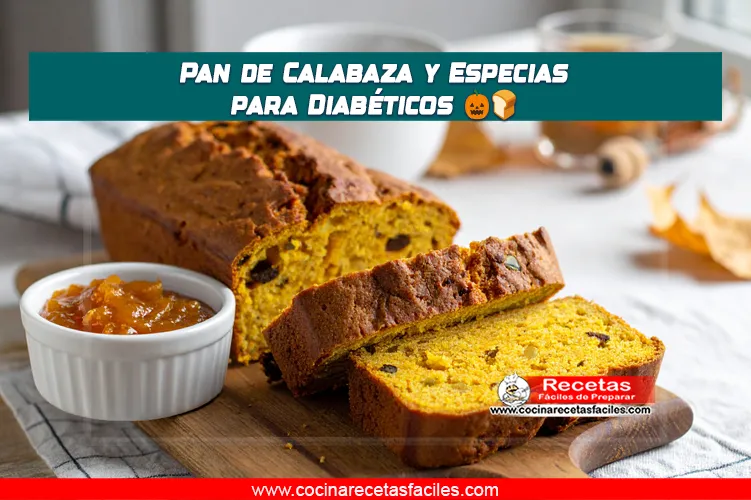 Rebanadas de pan de calabaza sin azúcar sobre tabla de madera, acompañado de té y mermelada.