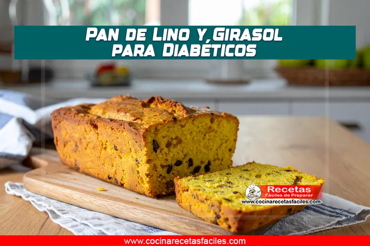 Pan de lino y girasol para diabéticos sobre una mesa con mantel, en una cocina iluminada con ventana grande.