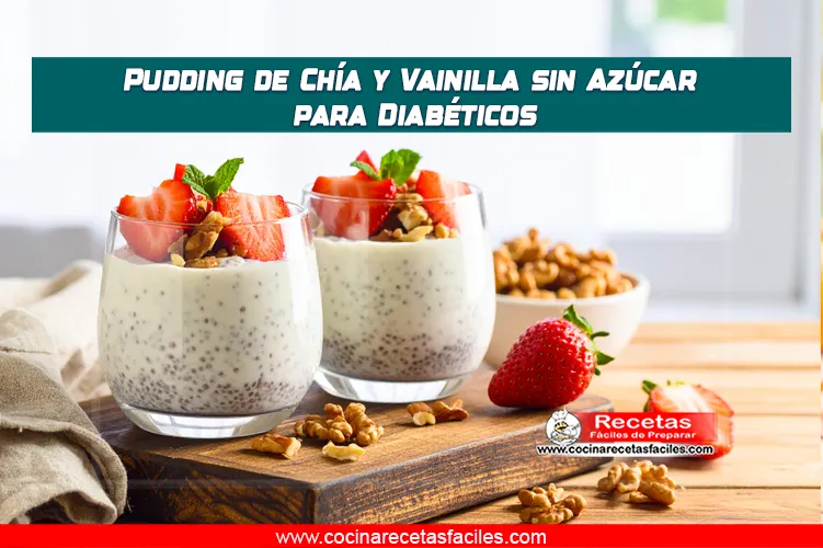 Pudding de chía y vainilla sin azúcar decorado con frutas y nueces