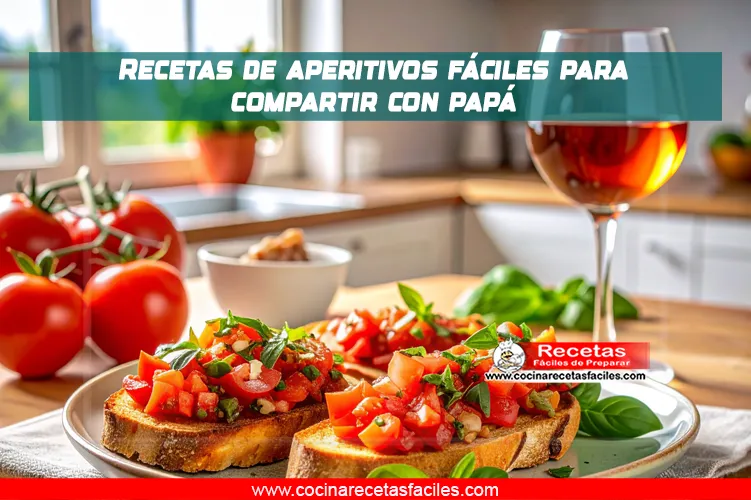 Bruschettas de tomate y albahaca servidas sobre baguette dorada, acompañadas de una copa de vino tinto sobre una mesa rústica con mantel.
