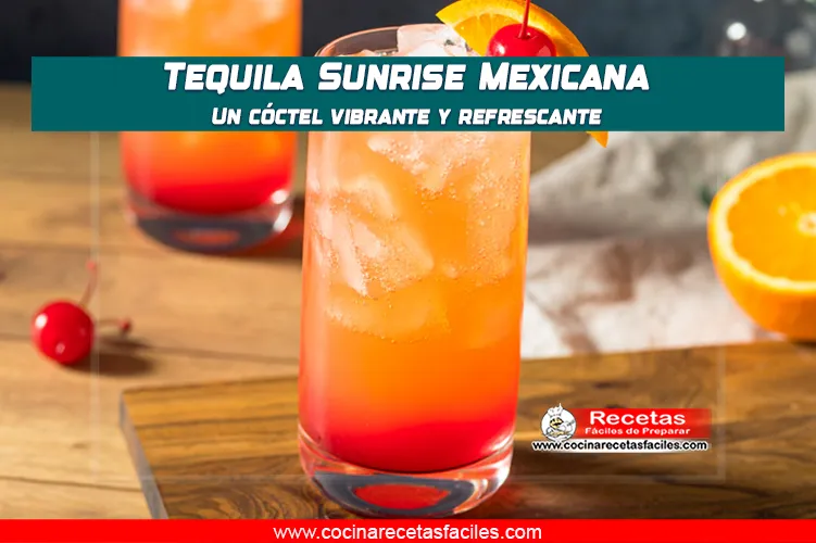 Tequila Sunrise Mexicana con efecto degradado, naranja y cereza