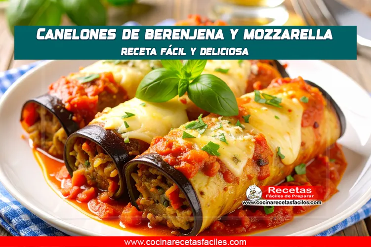 Canelones de berenjena y mozzarella con salsa de tomate