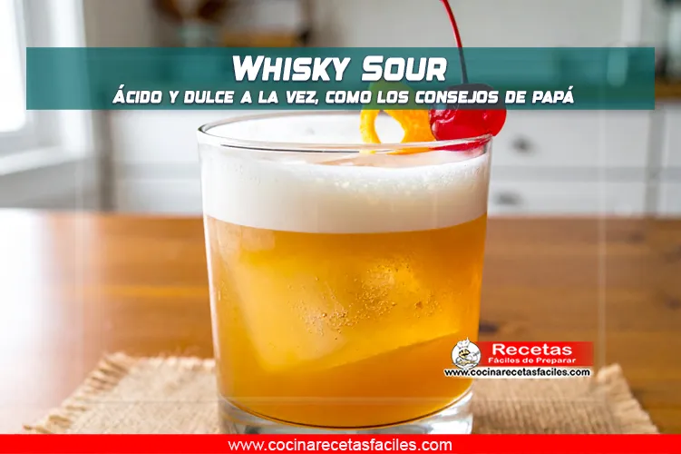 Vaso de Whisky Sour clásico con clara de huevo y decoración de naranja